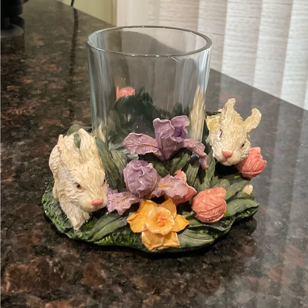 Floral Bunny Votive Candle Holder